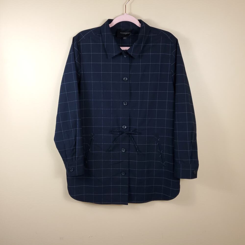 Banana Republic Navy Window Pane Shirt Jacket Size S